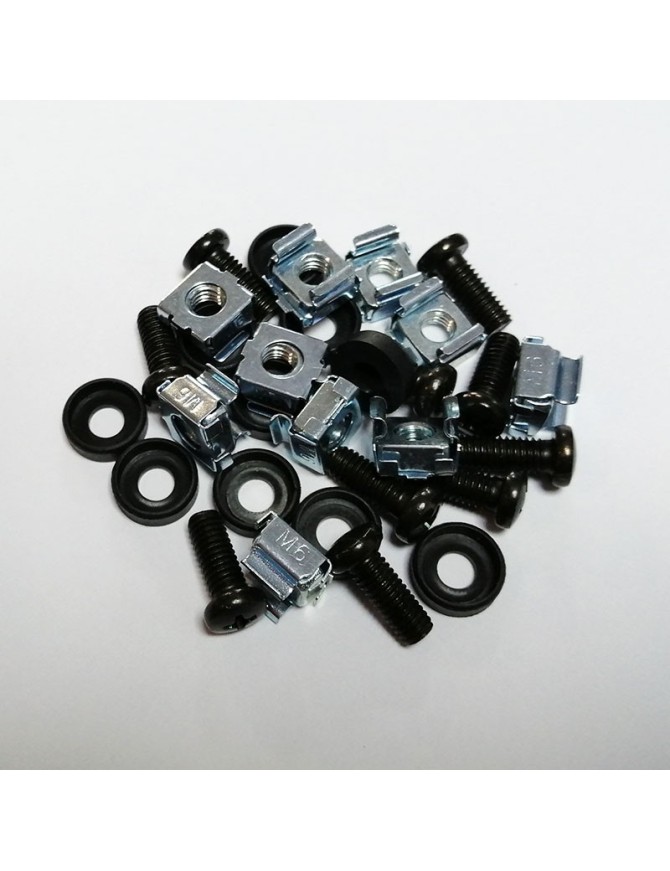Kit de visserie 20 pièces  Écrou cage, vises et rondelle plastique, couleur noir