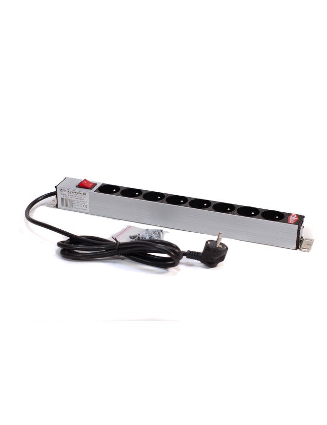 Bandeau de prises, 19 '', 1U , 7 prises avec un interrupteur