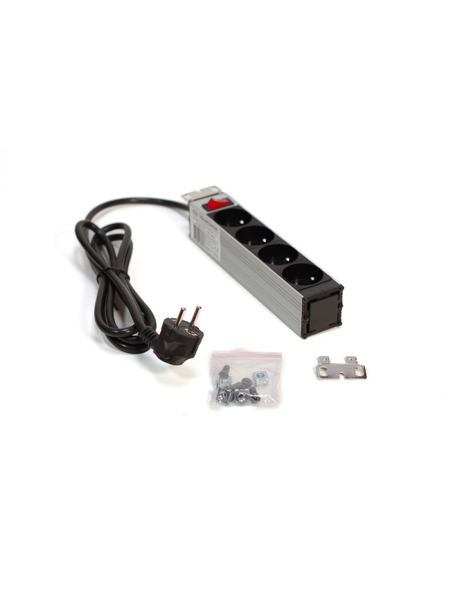 PDU, bandeau de prises électrique 19 pouces, 1U 4 prises avec interrupteur
