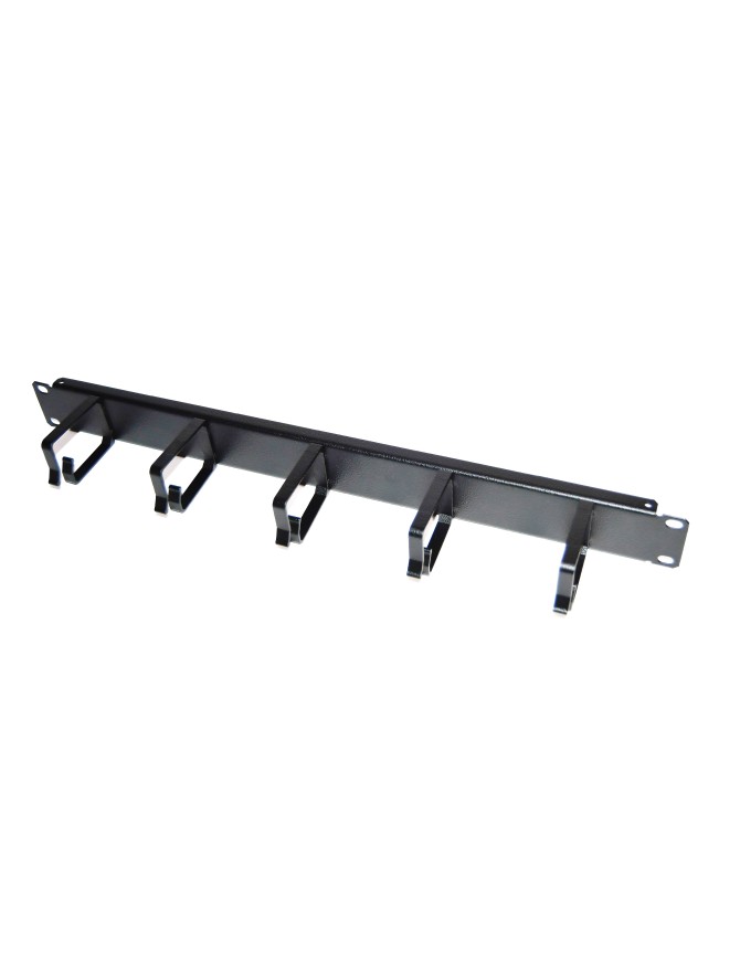Passe cordon 19 pouces 1U 5 crochets en métal couleur noir