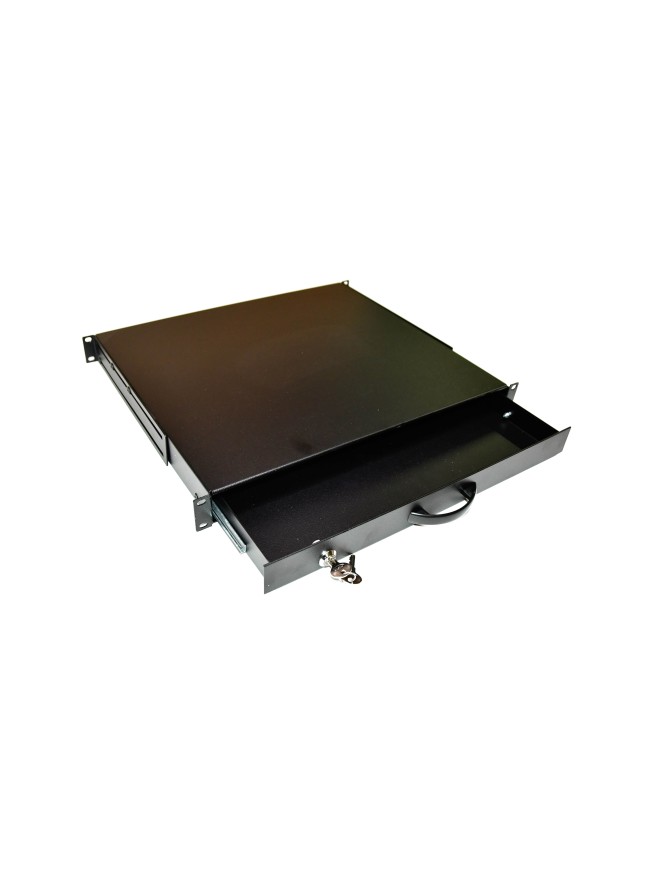 Module de tiroir 19 pouces, pour clavier et document, Acier, 1U, Noir