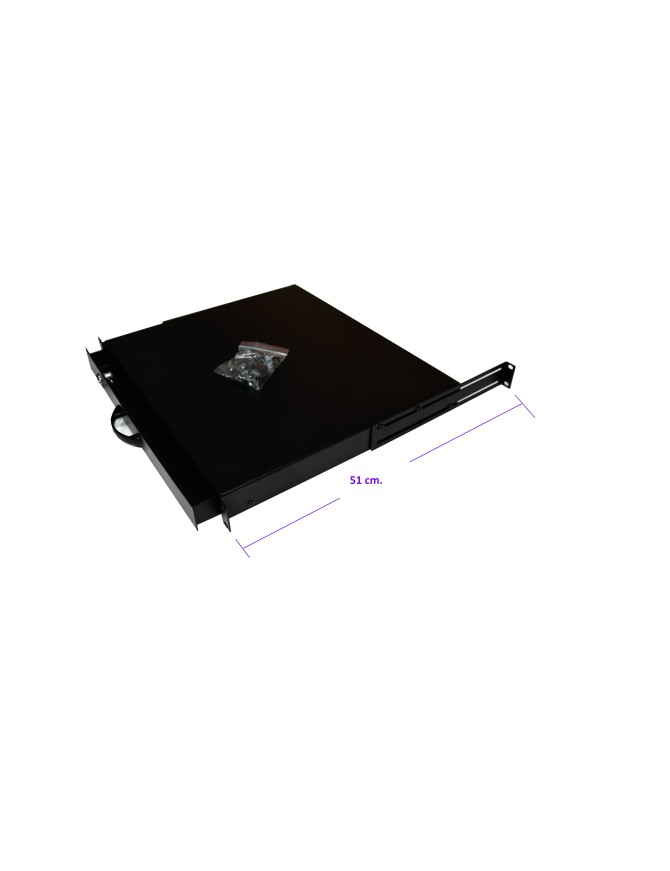 Module de tiroir 19 pouces, pour clavier et document, Acier, 1U, Noir