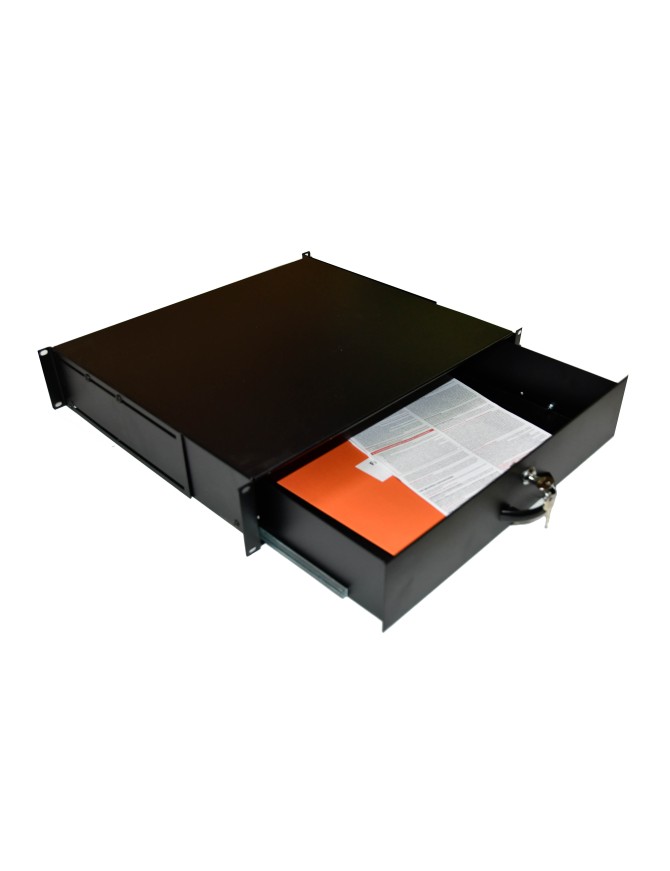 Module de tiroir 19 pouces, pour clavier et document, Acier, 2U, Noir