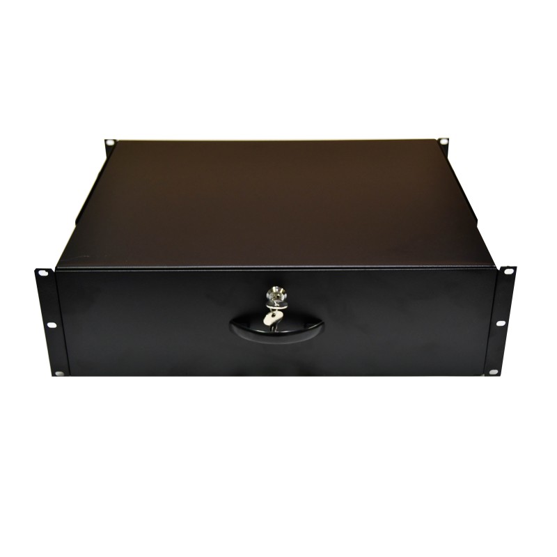 Module de tiroir 19 pouces, pour clavier et document, Acier, 3U, Noir