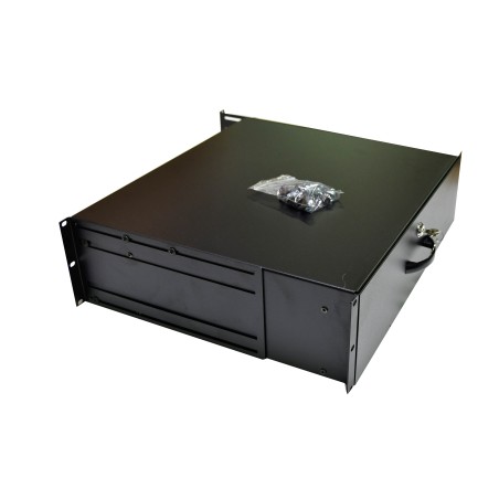 Module de tiroir 19 pouces, pour clavier et document, Acier, 3U, Noir