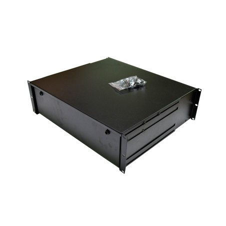 Module de tiroir 19 pouces, pour clavier et document, Acier, 3U, Noir