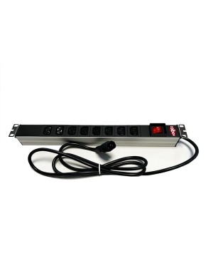 PDU, Multiprise 19 pouces, 1U, 8 prises IEC320, C13 Cordon C14, 10A 250V, avec interrupteur on/off