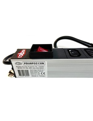 PDU, Multiprise 19 pouces, 1U, 8 prises IEC320, C13 Cordon C14, 10A 250V, avec interrupteur on/off