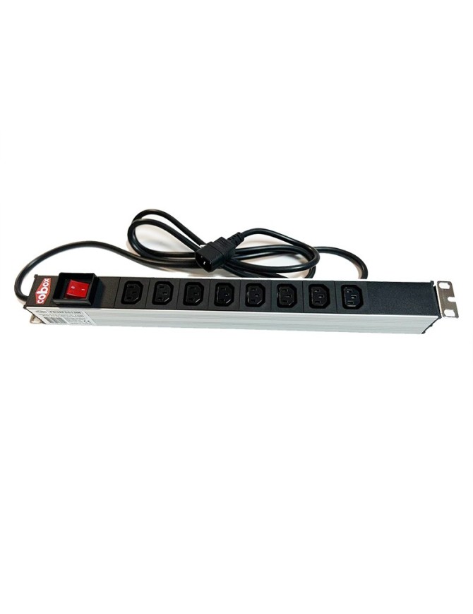 PDU, Multiprise 19 pouces, 1U, 8 prises IEC320, C13 Cordon C14, 10A 250V, avec interrupteur on/off