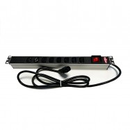 PDU, Multiprise 19 pouces, 1U, 8 prises IEC320, C13 Cordon C14, 10A 250V, avec interrupteur on/off